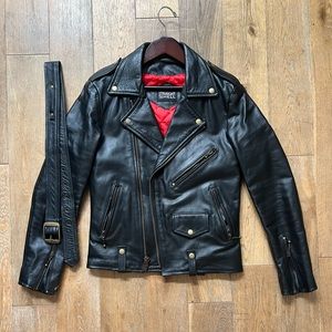 Straight to Hell Commando Leather Motorcycle Jacket Men’s 34